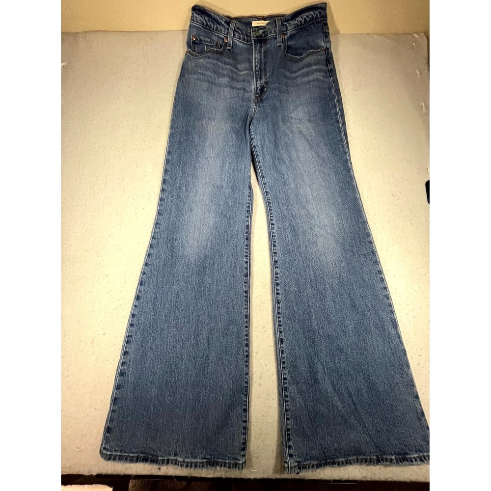 Levis Premium Ribcage Bell Flare Jeans Womens 31 Blue Denim Light Wash High Rise